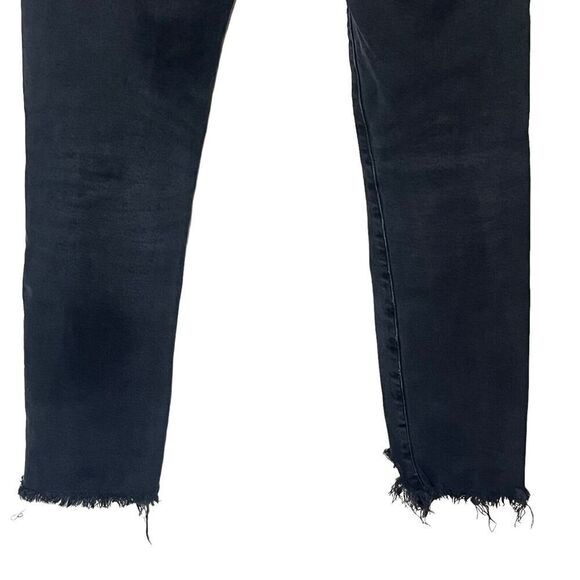 Agolde Toni Mid Rise Cropped Straight Jeans Feral Washed Black Denim Raw Hem 26 - Picture 6 of 12